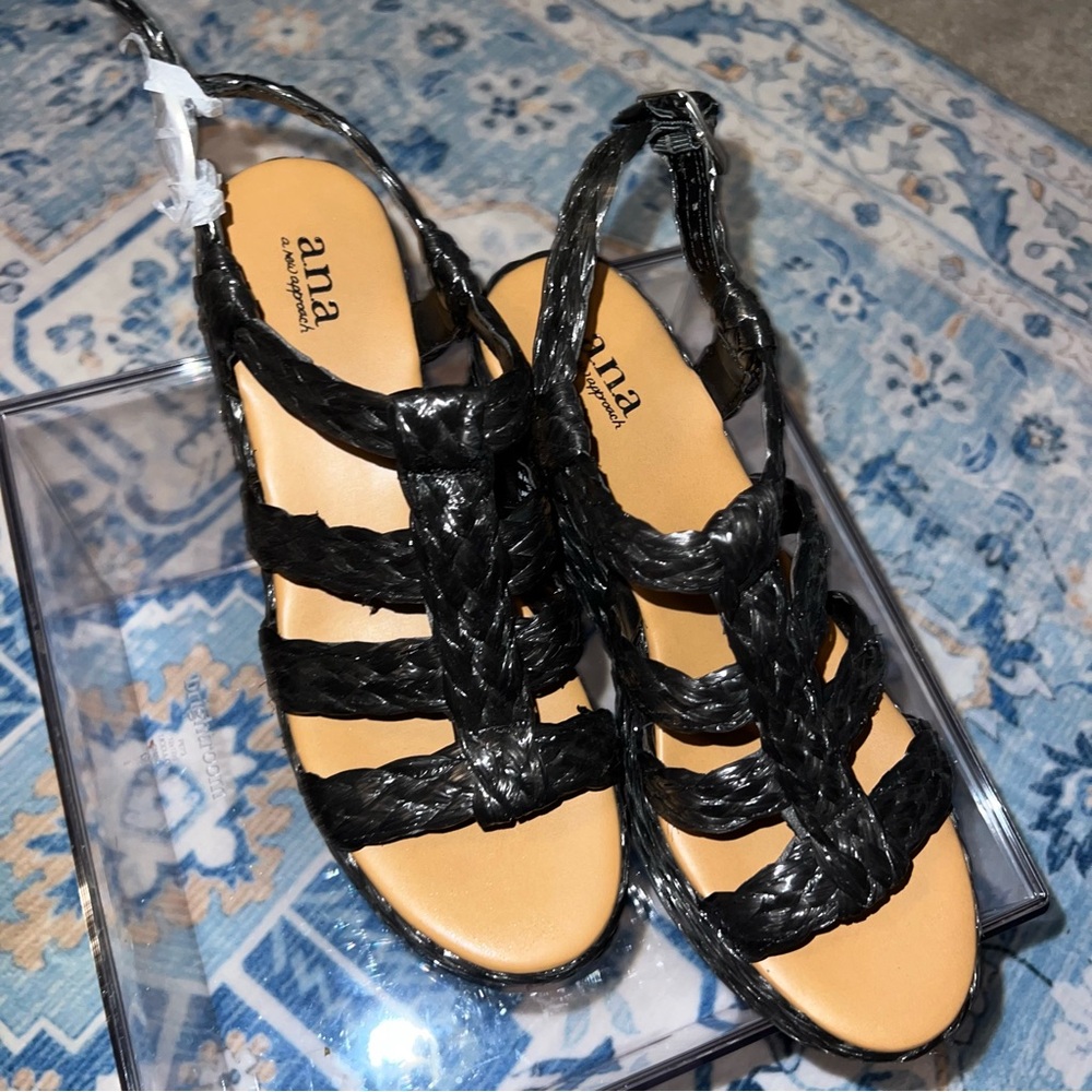 a.n.a Black Braided Women's Sandals